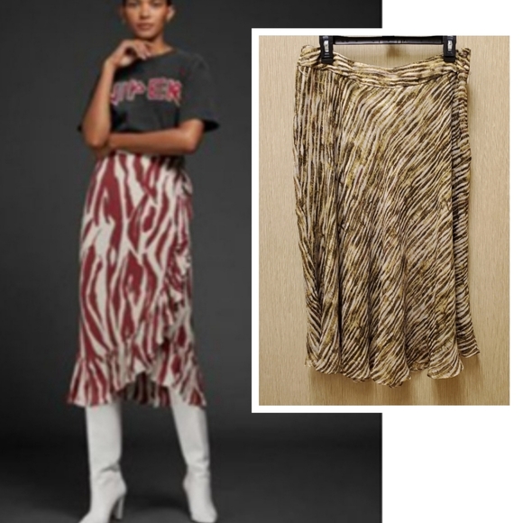 100% Silk Skirt Vintage 90's Midi Boho Striped/Zebra Size 12 - Like NEW! - Picture 1 of 15